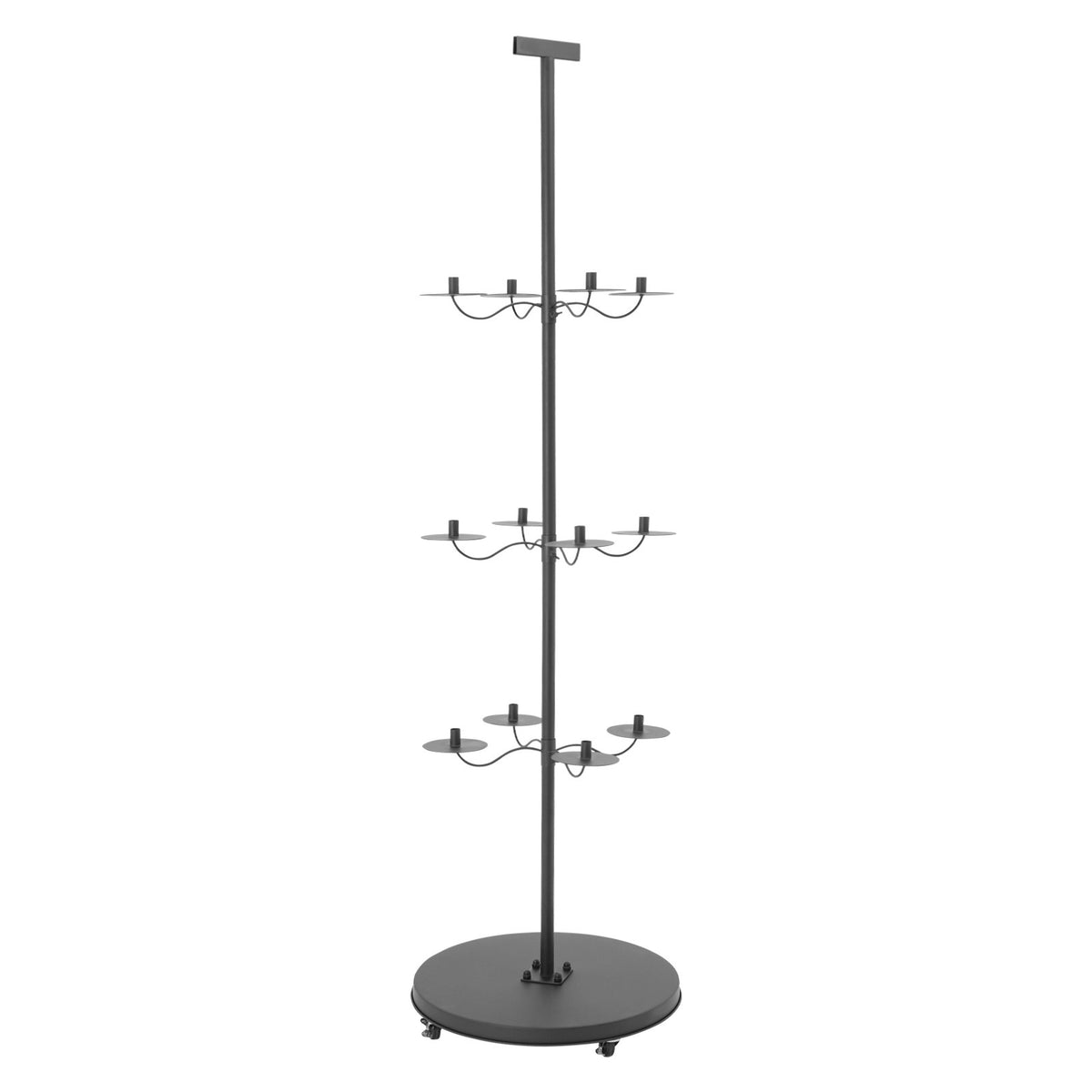 12-Head Wig Display Stand with Wheels - Black Iron Storage Rack for Wigs