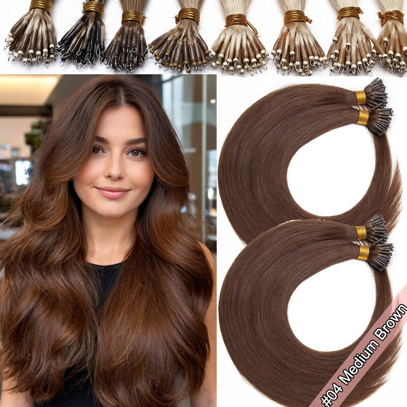 100g Nano Ring Hair Extensions - Real Human Hair, Micro Beads, Balayage Options