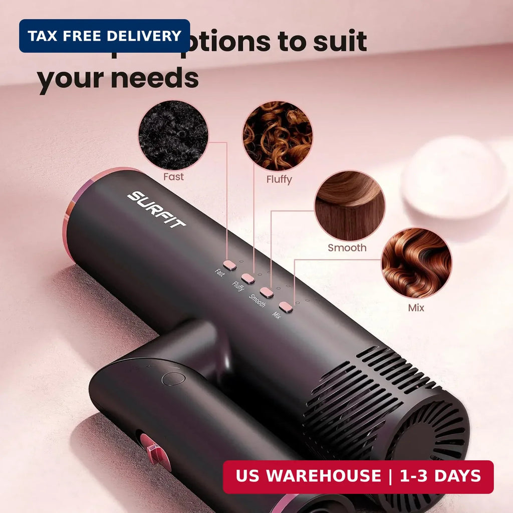 Foldable Travel Hair Dryer with Diffuser - Ionic, Fast Drying, 110,000 RPM