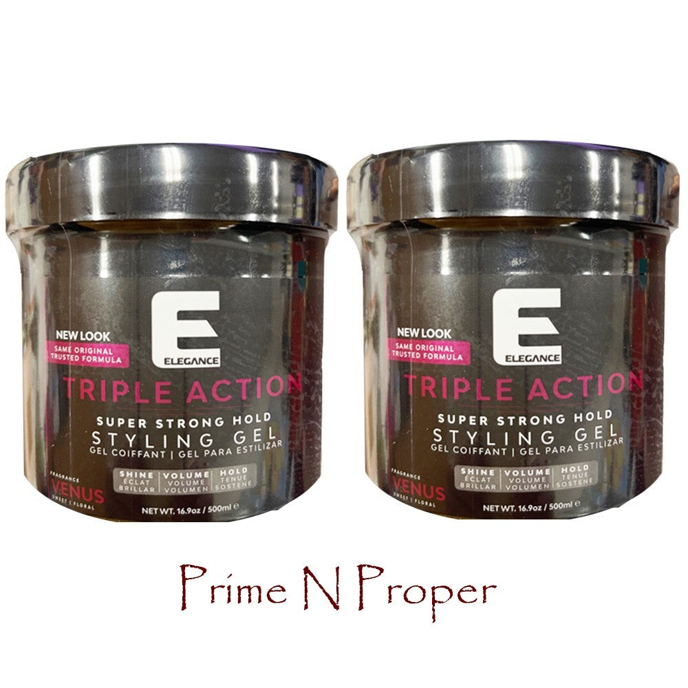 Elegance Triple Action Hair Gel - Strong Hold, Volume & Shine 1000mL