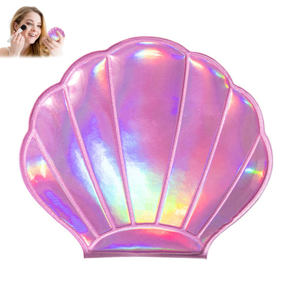 Seashell Shape Double-Sided Travel Cosmetic Mirror - Portable & Stylish