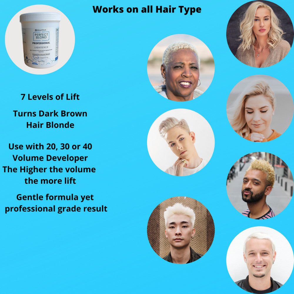 Professional Hair Lightening Kit with Developer & Accessories - Dust-Free Blue Bleach