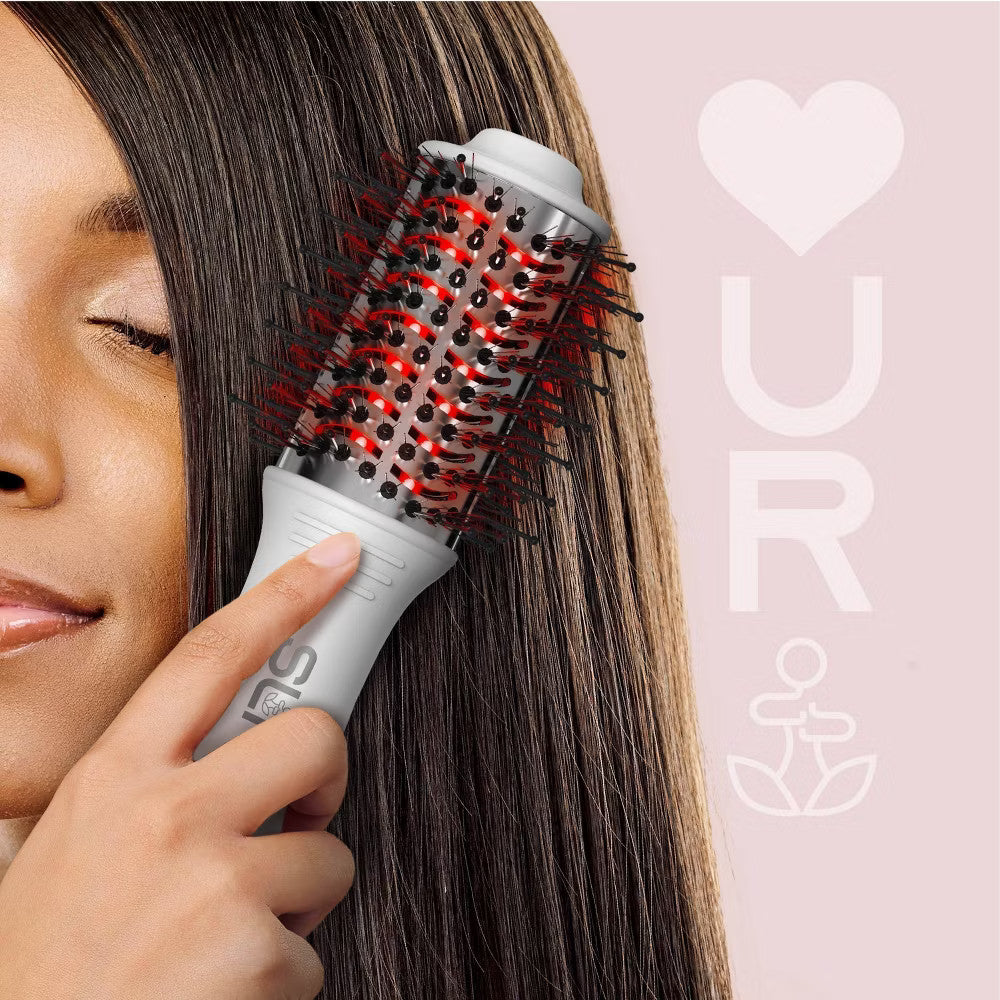 Red Light Therapy Travel Hair Dryer Brush with Ionic Technology