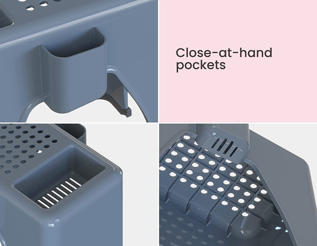 Extra Tall Shower Foot Rest with Pockets - Non-Slip Support for Shaving & Relaxation