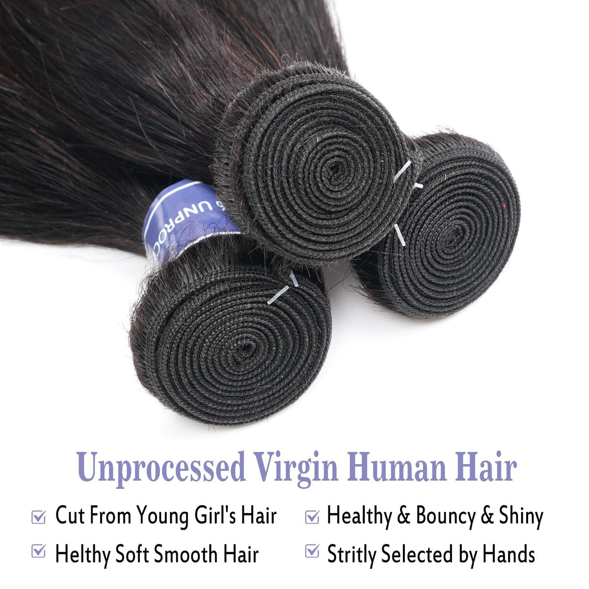 12A Human Hair Bundles - 3 Straight Brazilian Virgin Hair 14-18 Inch
