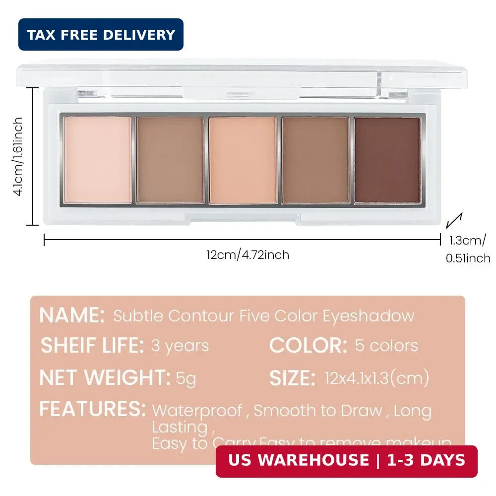 5 Colors Matte Eyeshadow Palette Nude Pink Brown Taupe Long Lasting Waterproof