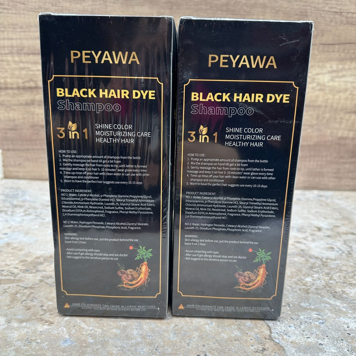 Black Hair Dye Shampoo 3 in 1 Hair Color & Gray Coverage Set - 2 Pack