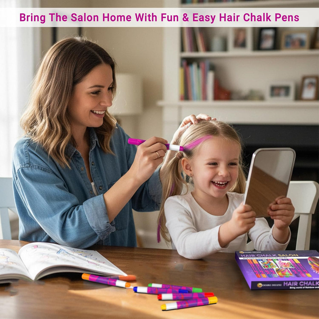 Kids Hair Chalk Set - 10 Washable Vibrant Temporary Hair Color Pens for Girls & Teens