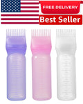 Root Comb Applicator Bottle Set 6oz - Hair Dye & Oil Dispenser with Graduated Scale - 3 Pack
