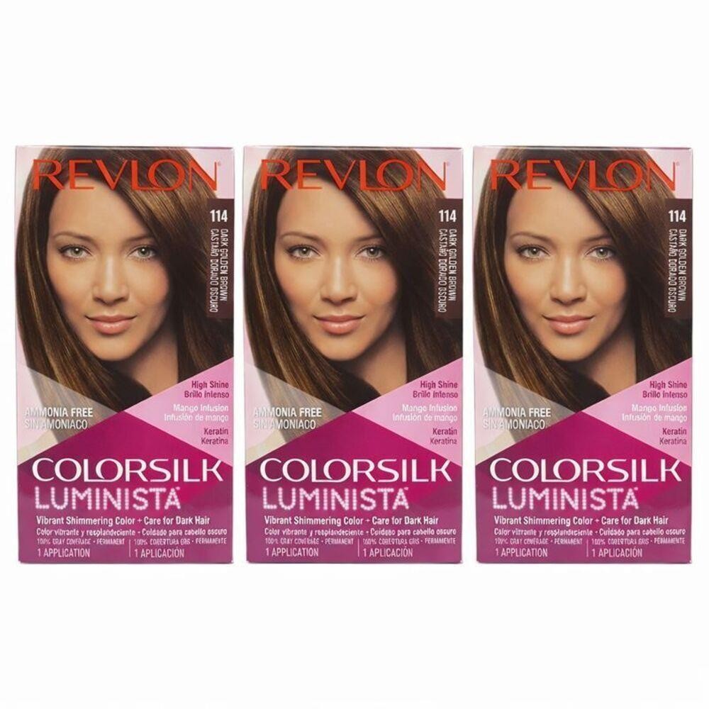 Permanent Hair Color Kit Dark Golden Brown 3-Pack - Ammonia-Free Shine