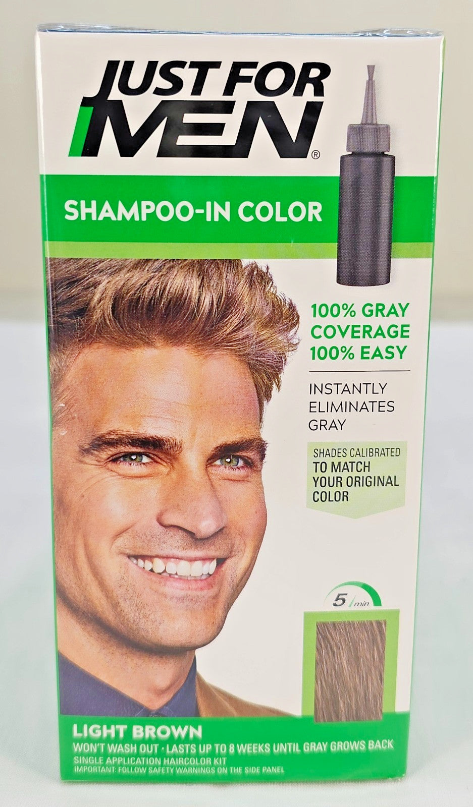 3 Pack Men’s Light Brown Hair Color Shampoo H-25 Gray Coverage