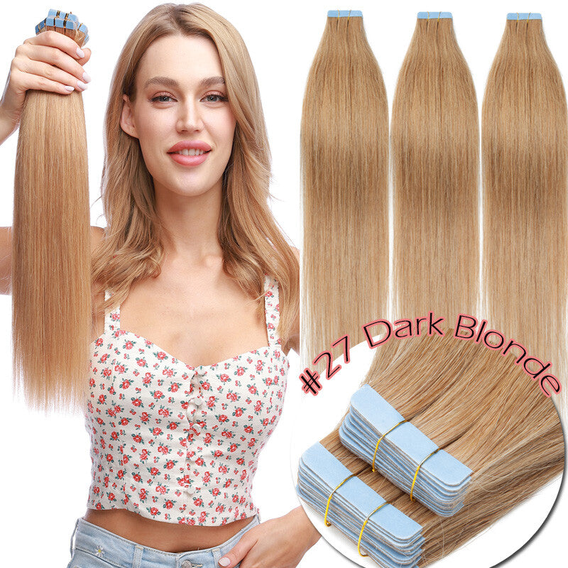 150g Thick Tape-In Human Hair Extensions Full Head Skin Weft Long Highlights