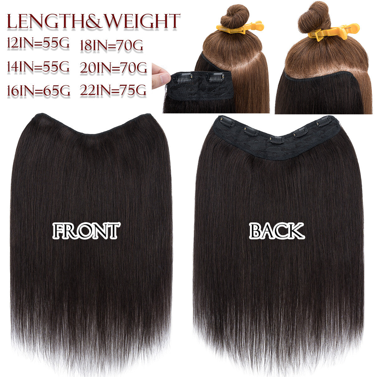 Clip-In Hair Extensions 100% Human Remy Hair Full Head V-Shape Long Styles