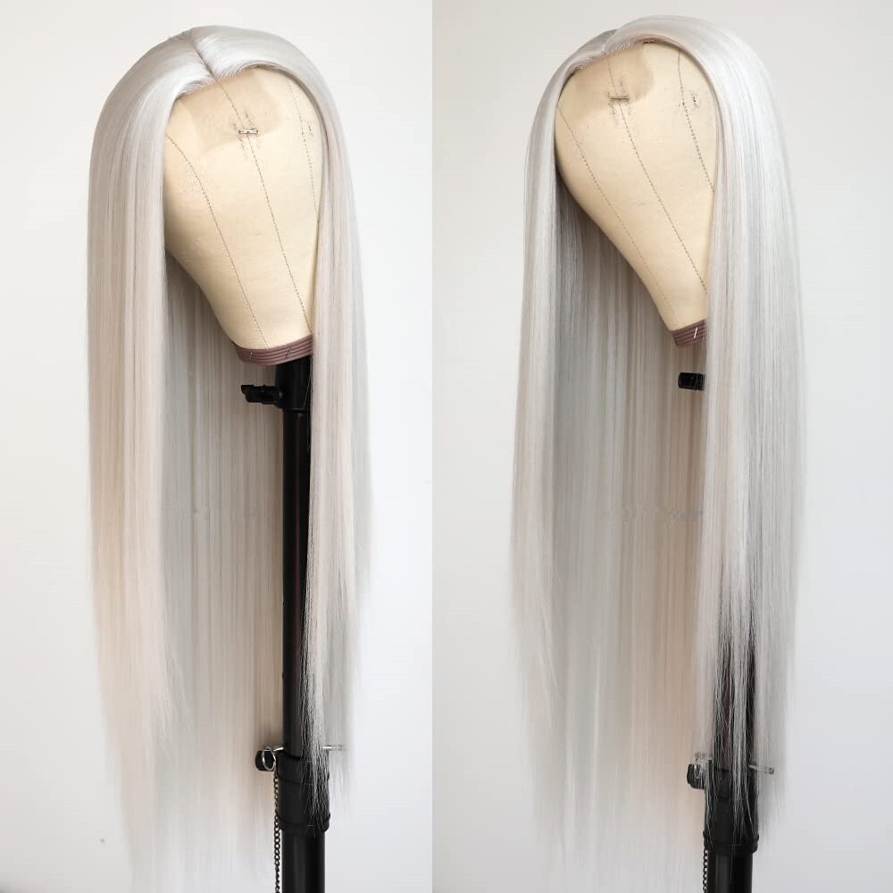 Women Long Lace Front Wigs Straight Synthetic Hair Heat Resistant 180% Density