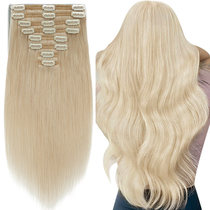 Double Weft Clip-In Hair Extensions - Remy Human Hair Ombre Full Head Set
