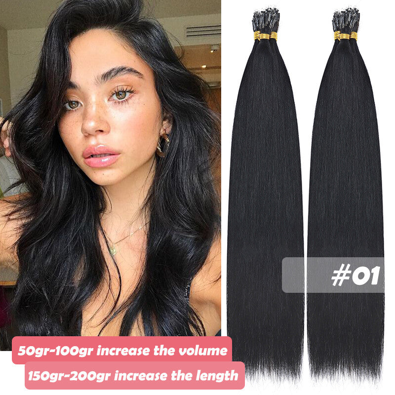 150PCS Thick Remy Human Hair Extensions Nano Ring Micro Loop Beads Link
