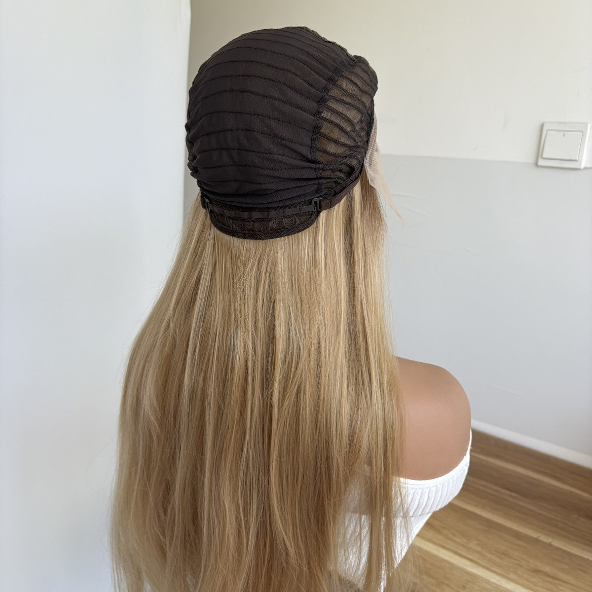 Ash Blonde Long Straight Synthetic Lace Front Wig Heat Resistant Glueless
