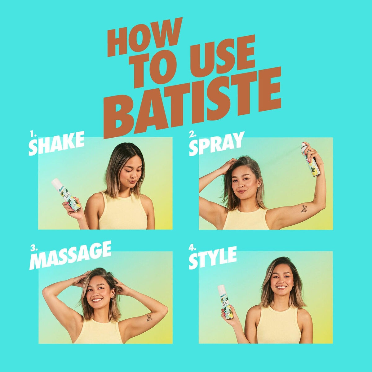 Batiste Tropical Dry Shampoo Waterless Hair Spray 3.81oz 3 Pack