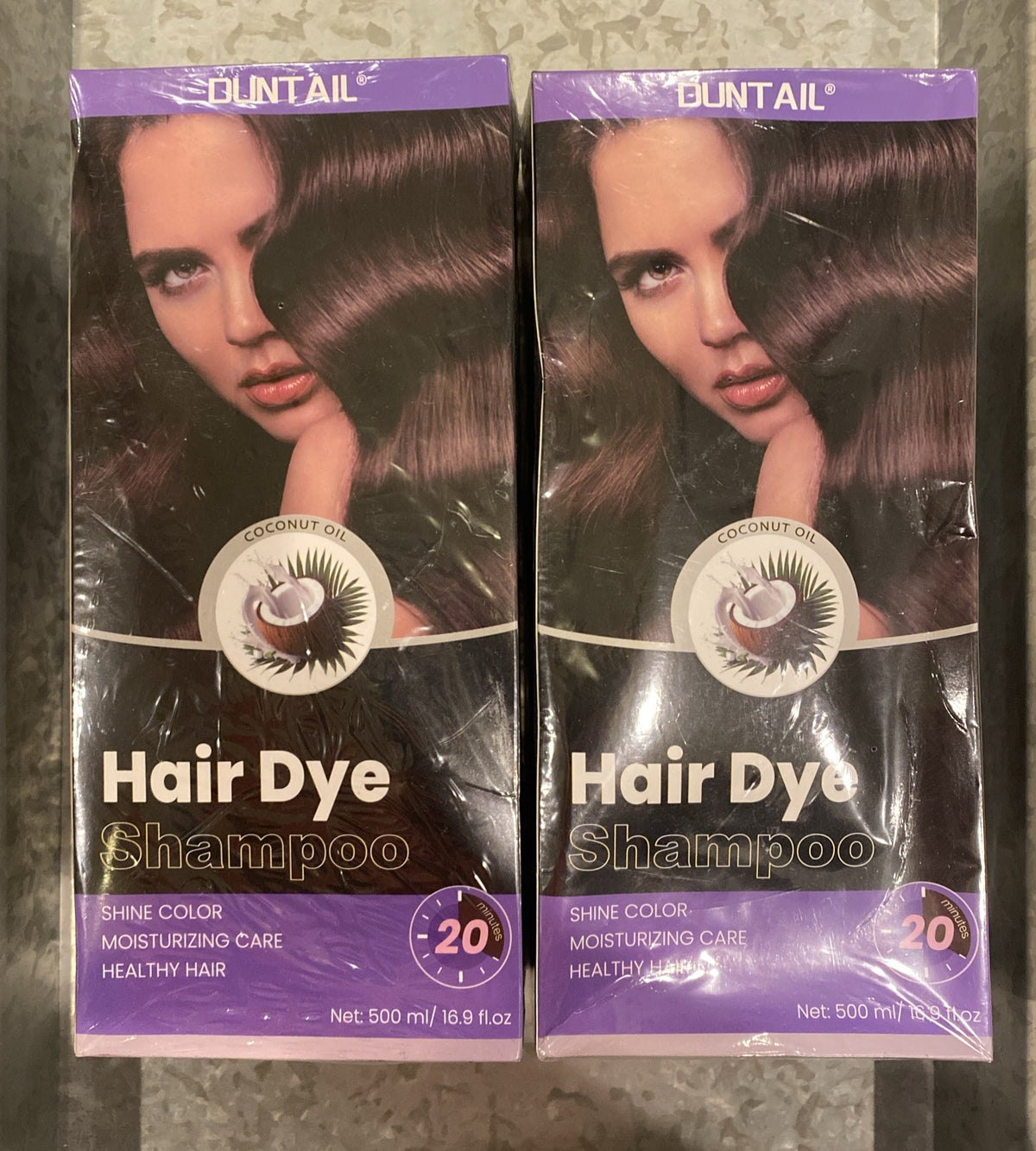 Brown Hair Dye Shampoo with Coconut Oil 3-in-1 Herbal Color 16.9 oz. 2 Pack