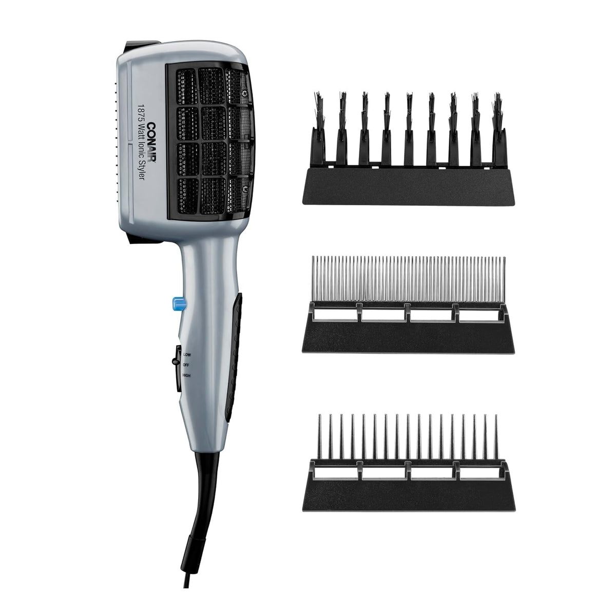 3-in-1 Ionic Hair Dryer with Attachments - 1875W Travel Styling Tool