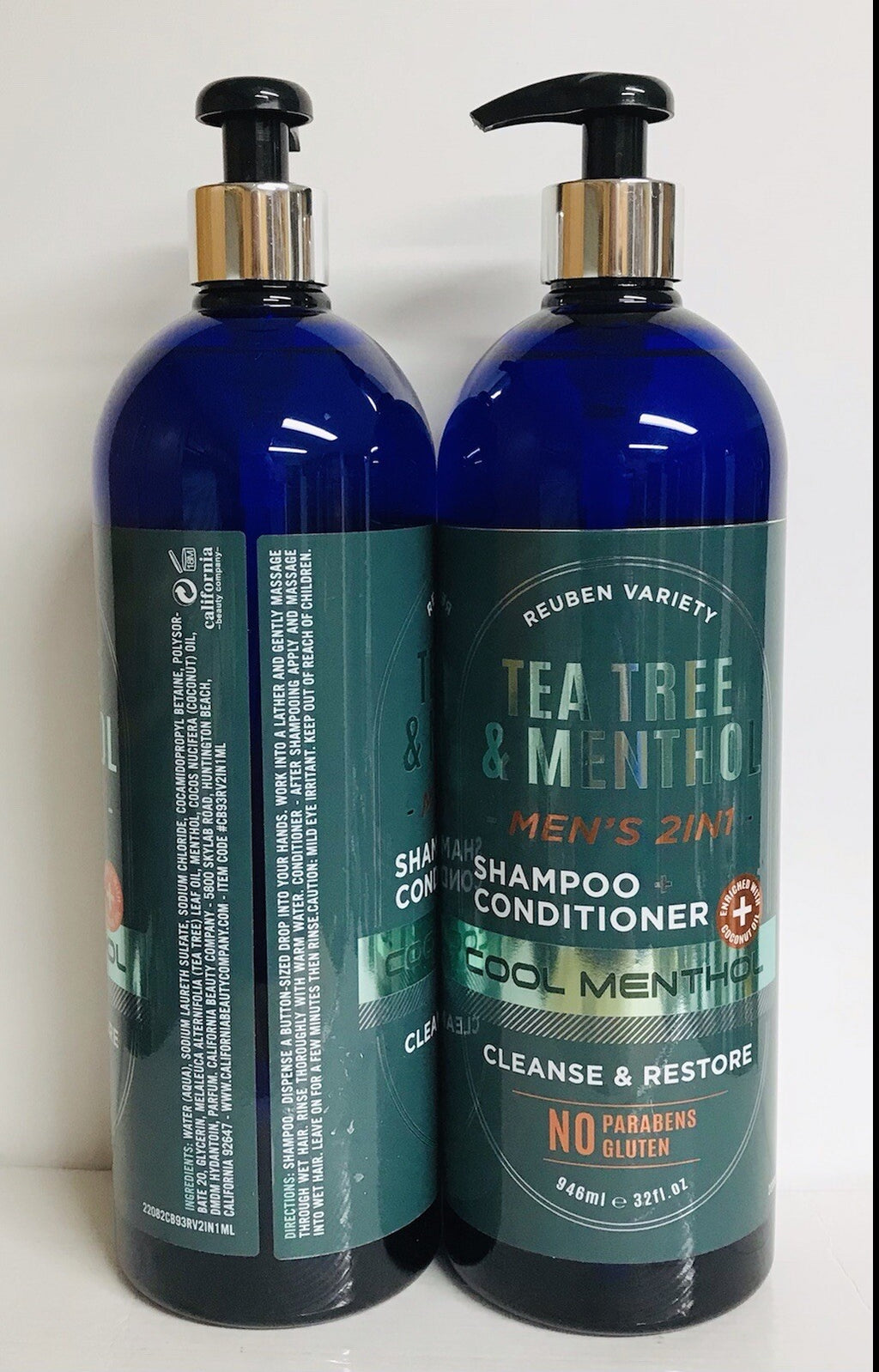 Men's Tea Tree & Menthol 2-in-1 Shampoo & Conditioner Set - Reuben Variety