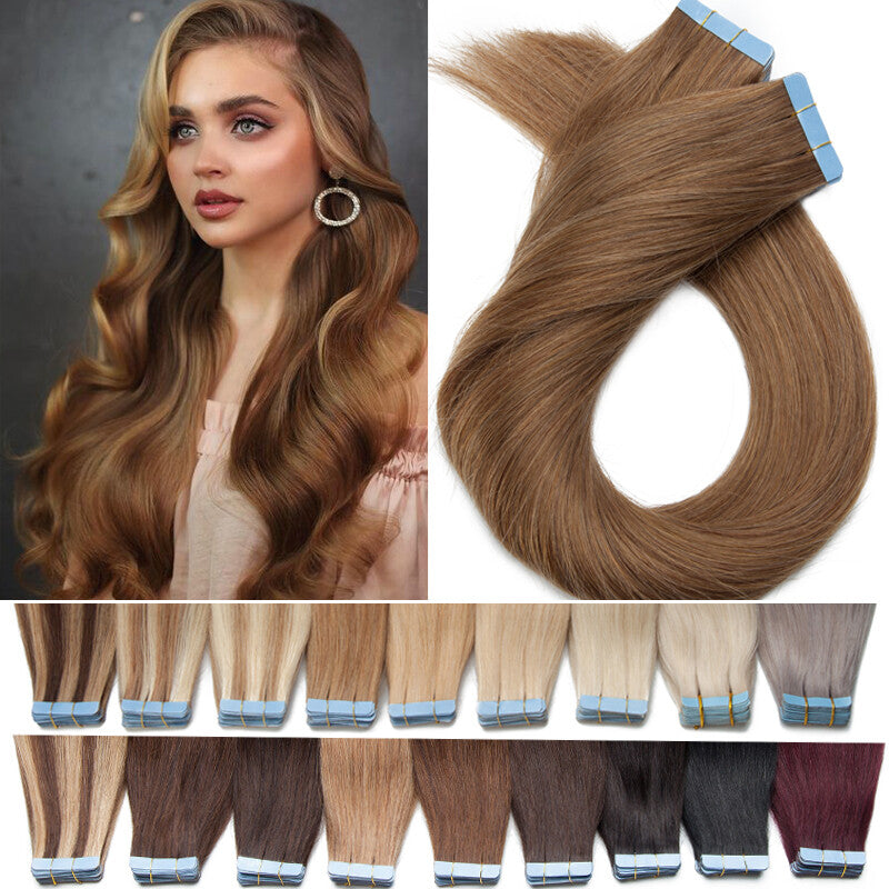 60PCS Thick Tape-In Hair Extensions - Remy Human Hair Skin Weft