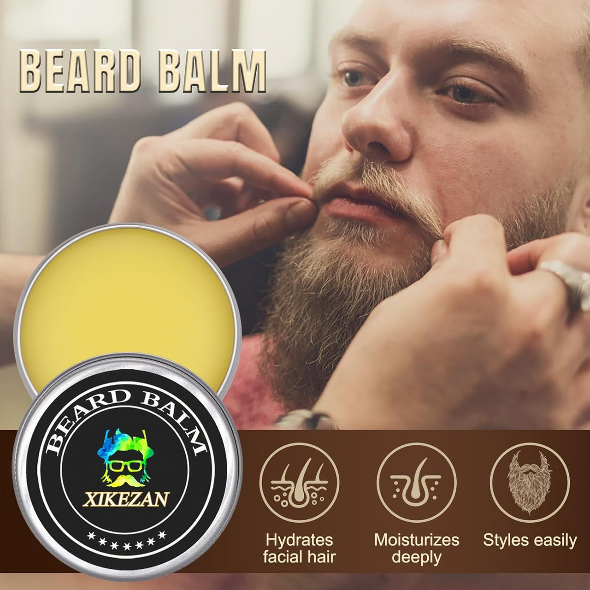 Men's Beard Grooming Kit with Serum Oil Balm & Tools - Complete Care Set