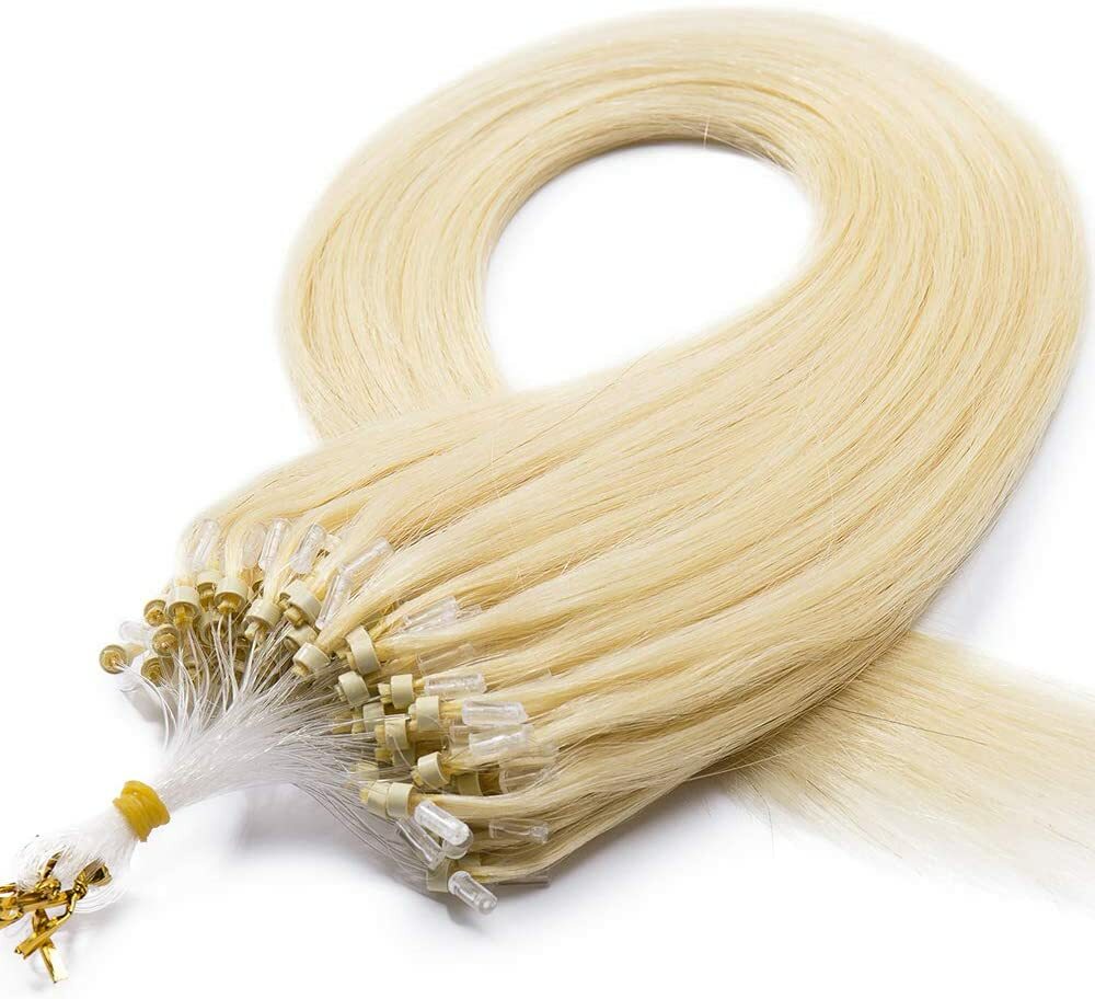Micro Ring Loop Beads Hair Extensions - 100% Remy Human Hair, Straight, Multiple Lengths & Colors