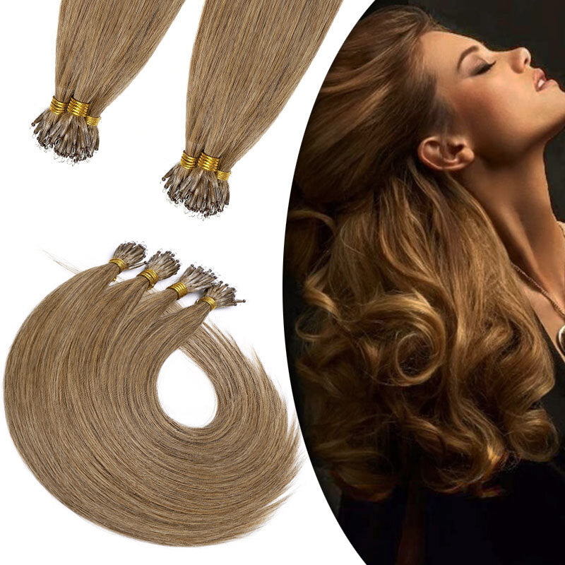 100% Human Hair Extensions Nano Ring Loop Micro Beads Blonde S