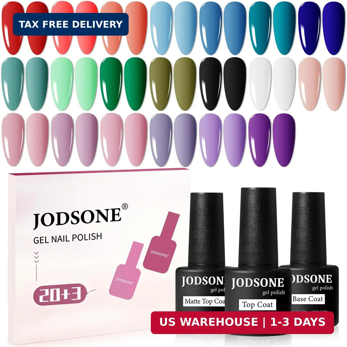23-Piece Gel Nail Polish Set with Base, Glossy & Matte Top Coat