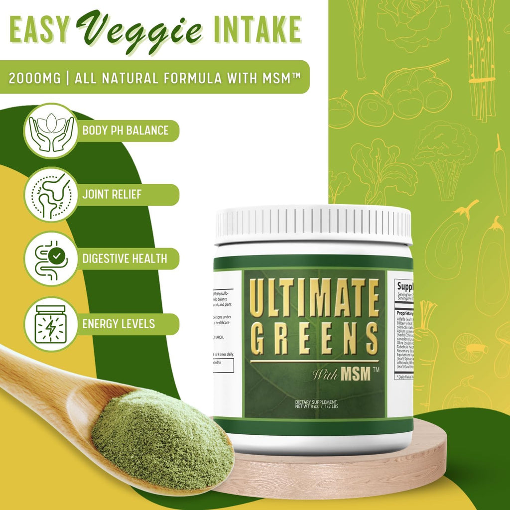 Vegan Superfood Greens Powder with MSM | Natural Vegetable
