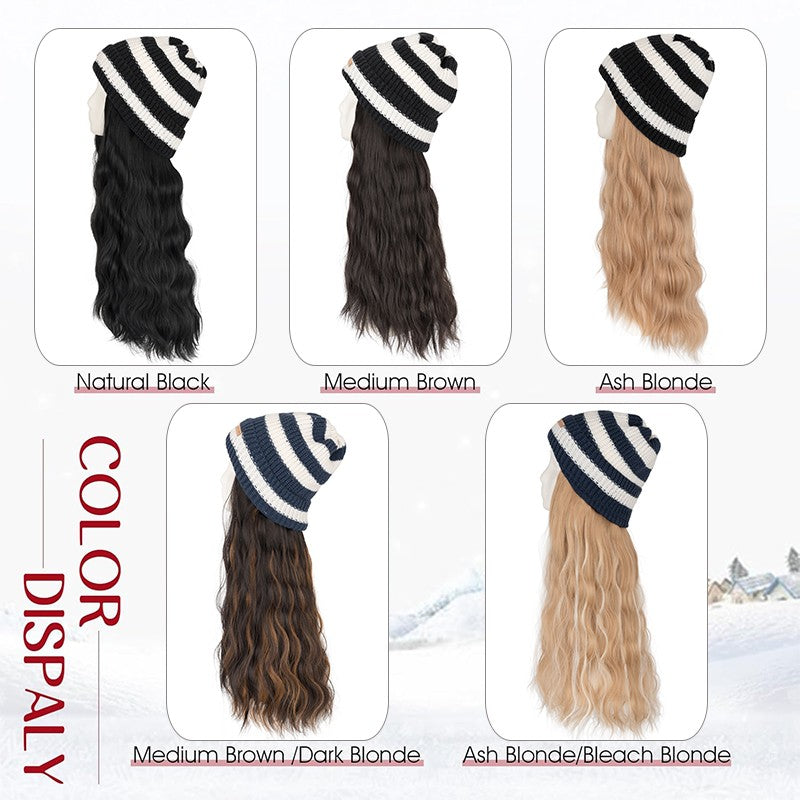 Multi-Color Synthetic Wavy & Straight Wig Baseball Cap Hat for Cosplay & Casual Wear