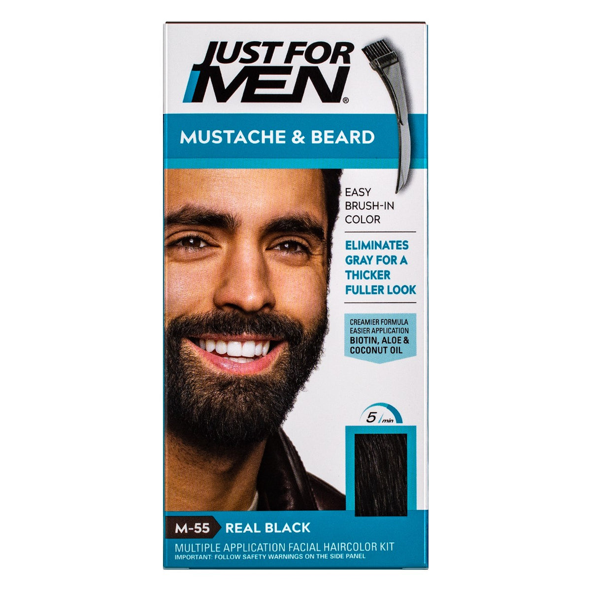 6 Pack Mustache & Beard Coloring Kit - Easy Brush-In Black M-55