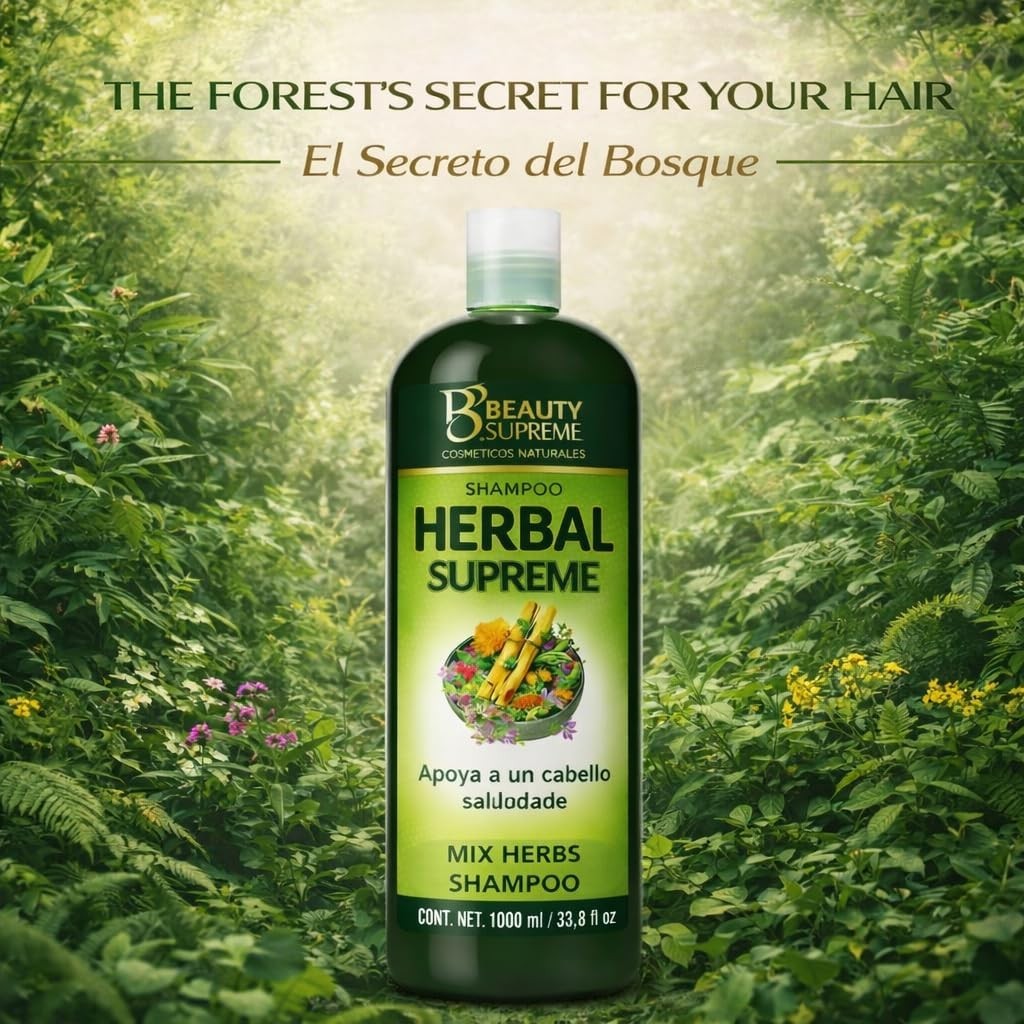 Herbal Shampoo 1000ml Natural Hair Care with Aloe Nettle & Tepezcohuite