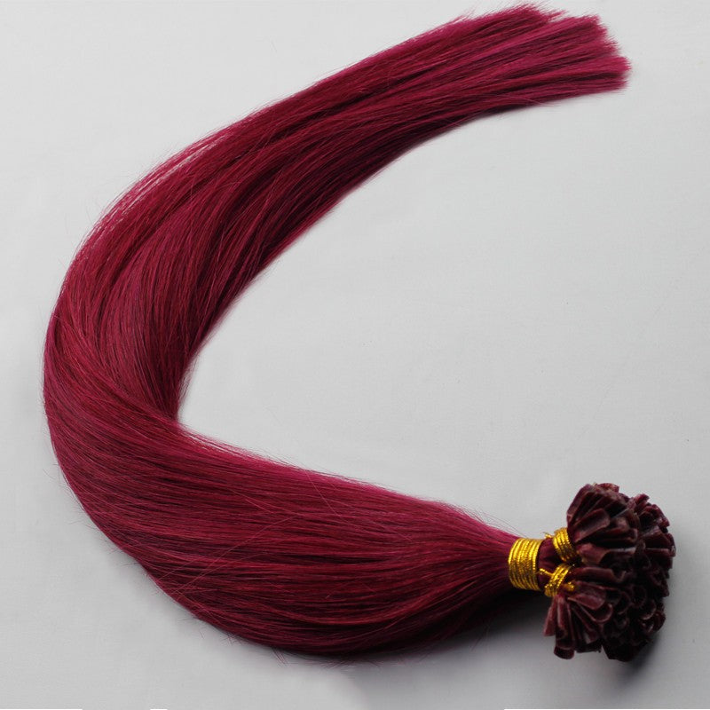 Pre Bonded Keratin U Tip Human Hair Extensions Burgundy 16 Inch 100g