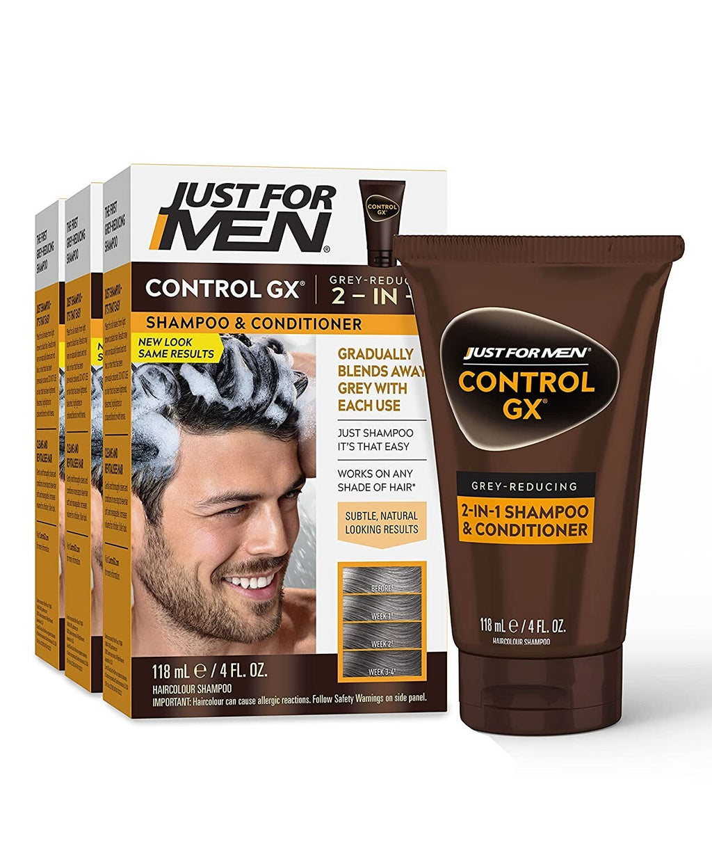 Just For Men CONTROL GX Grey Hair Reduction Shampoo & Conditioner 3 Pack 4oz