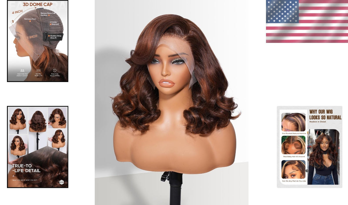 Human Hair Lace Front Wig 12 Inch Body Wave 4/30 Honey Blonde 180% Density