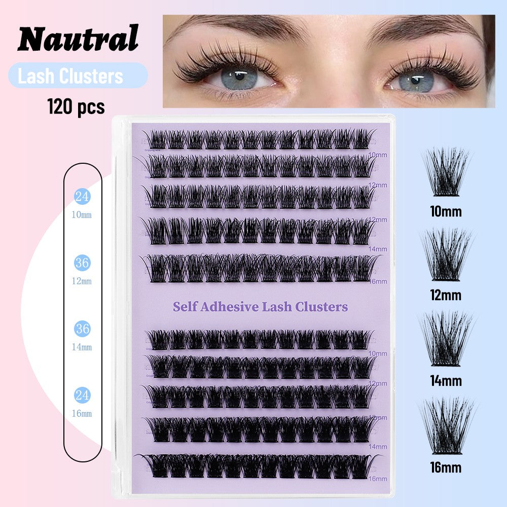 Self Adhesive False Eyelash Clusters 120Pcs Curly 10-16mm DIY Volume Lashes