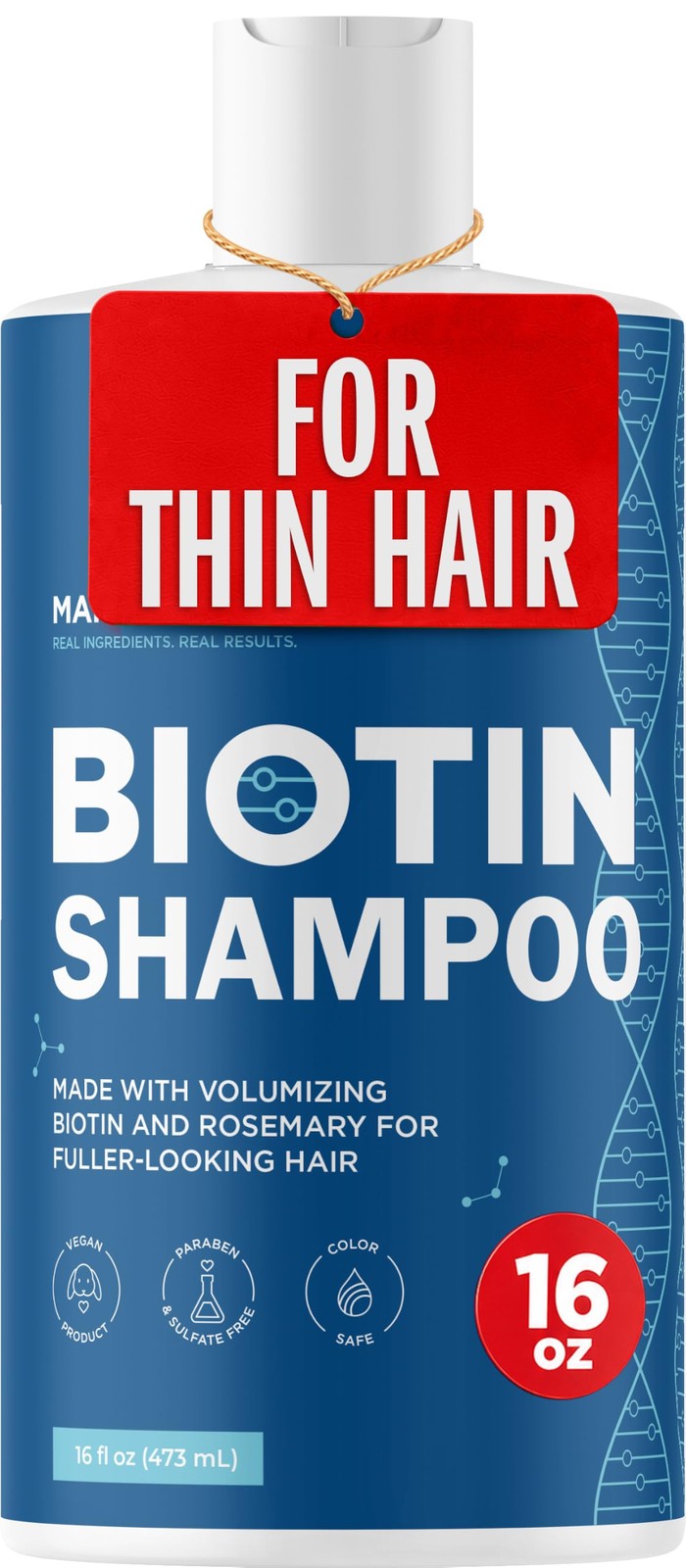 Biotin Rosemary Shampoo for Thinning Hair - Vegan & Sulfate-Free, 16 Fl Oz