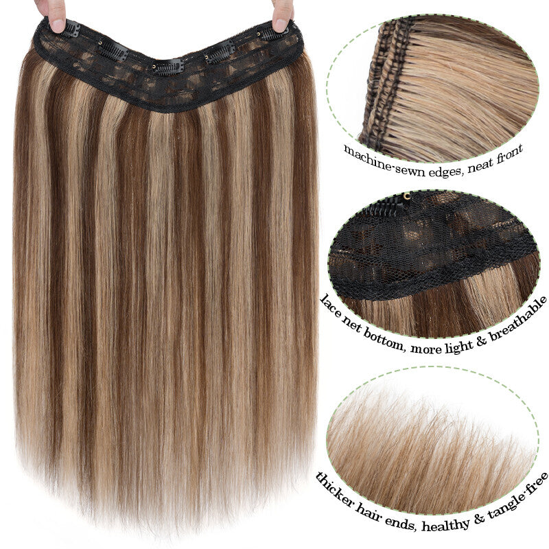 V-Shaped Clip-In Hair Extensions 100% Remy Human Hair Full Head