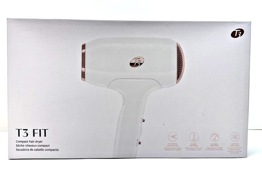 T3 Fit Ionic Compact Hair Dryer with IonAir Technology - White Rose Gold