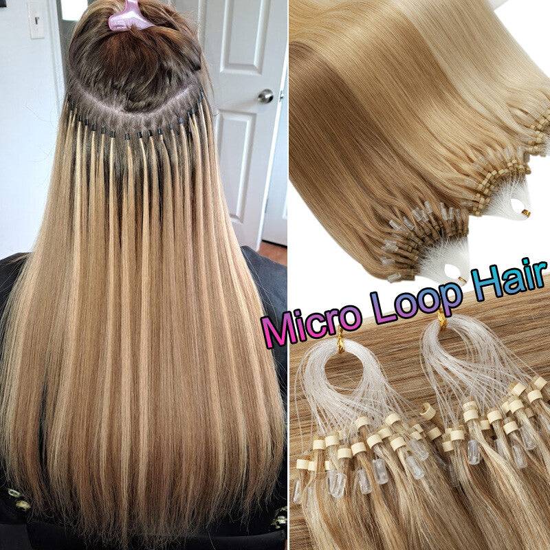 Human Hair Extensions Micro Loop Rings Full Head Set 16-22 Inch Multiple Colors & Weights