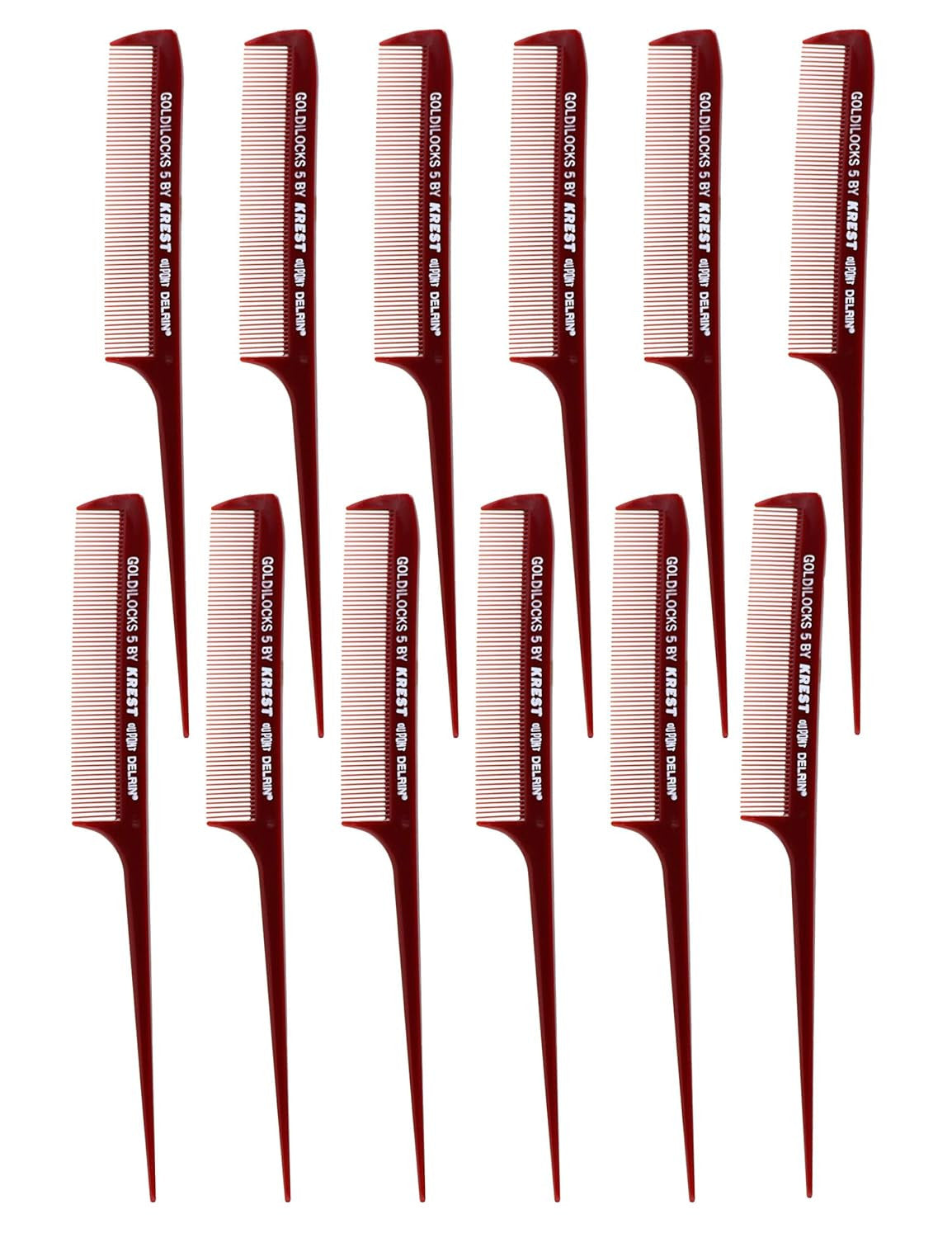Heat Resistant Hair Comb Set - Extra-Fine Tooth Rattail Comb, 12 Pack