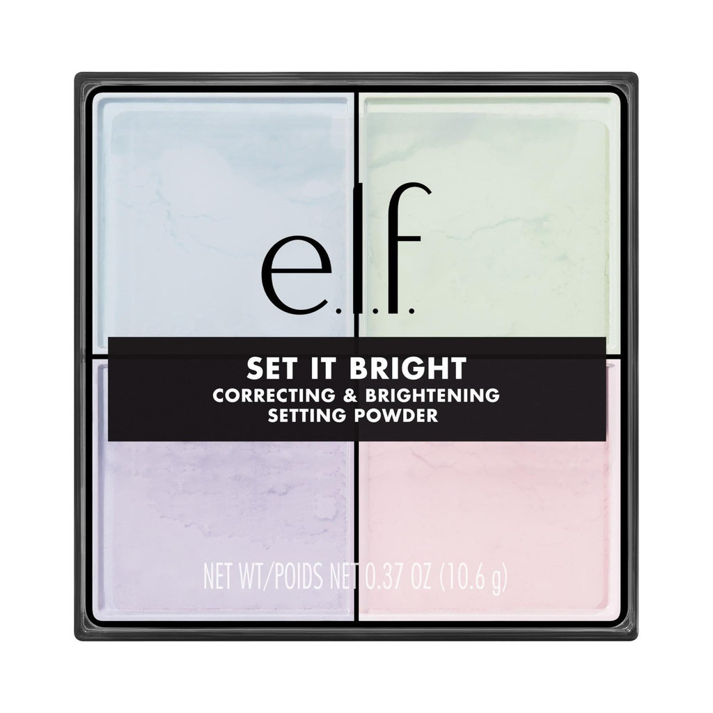 e.l.f. Set It Bright Powder Quad – Light Shade, 0.37 oz, 2 Color-Correcting + 2 Brightening Powders