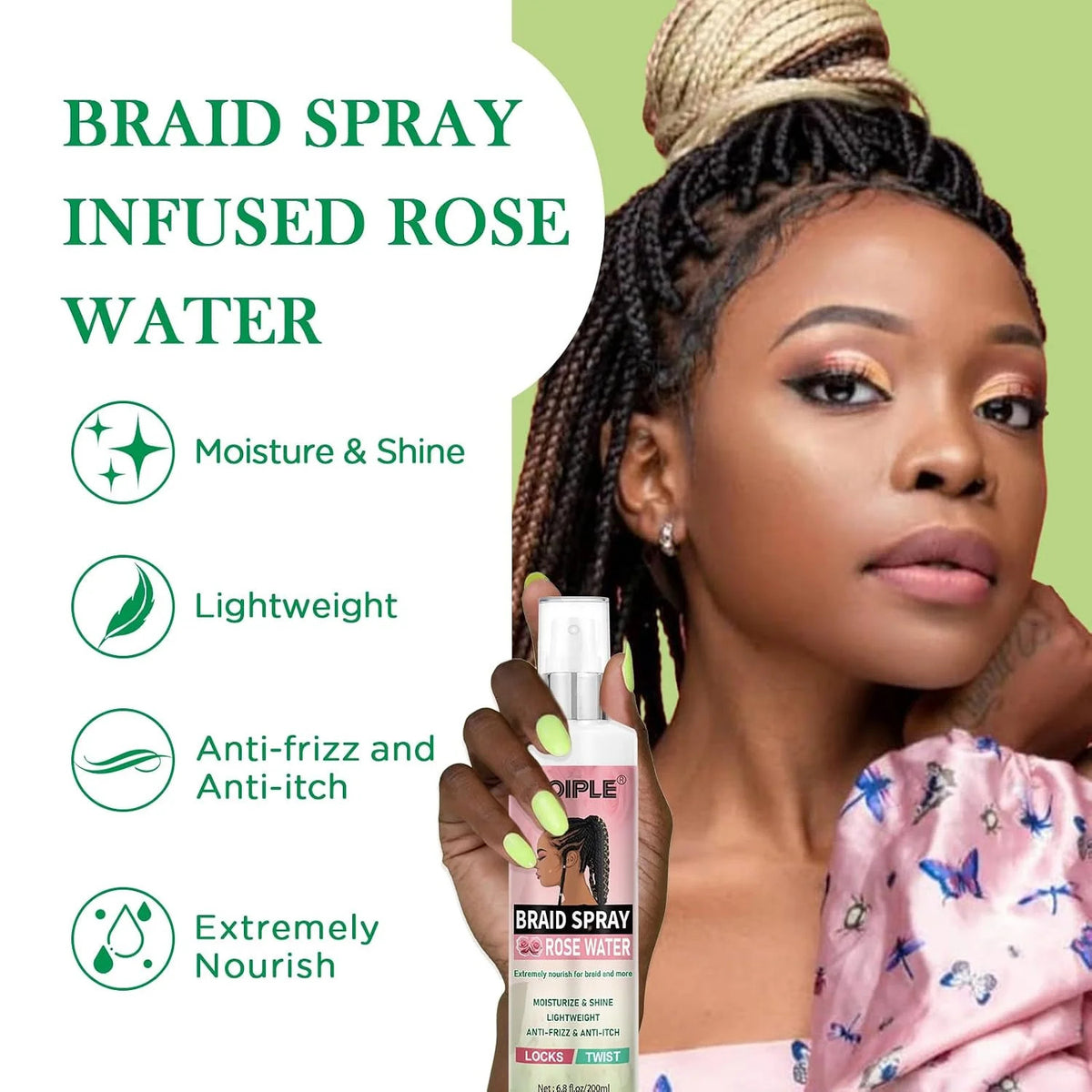 Rose Mint Braiding Spray for Dreadlocks & Hair Growth - 6.8 fl oz