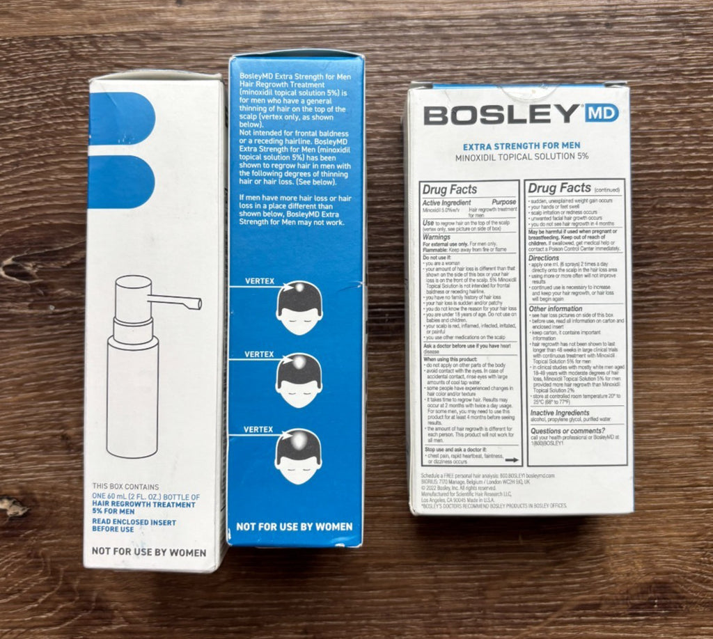 Bosley MD Hair Regrowth Treatment for Men 2 Oz - 3 Pack, Exp 2024