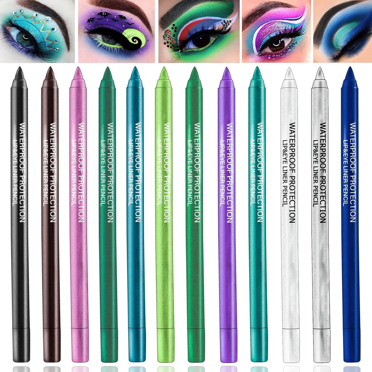 12 Color Waterproof Matte Glitter Eye Pencil Set for Eye Makeup