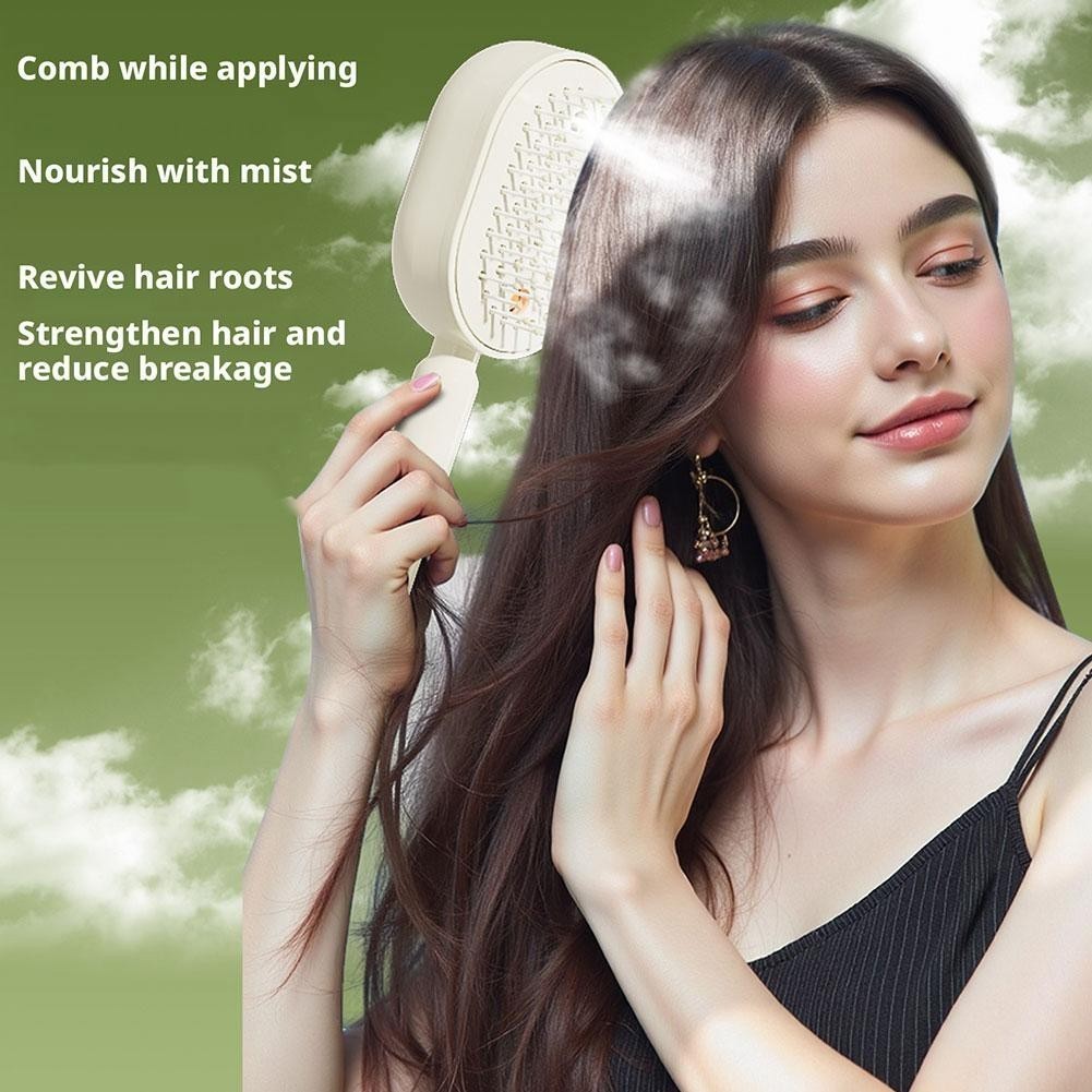 Electric Steam Hair Brush with Nano Mist & Red Light Therapy - Rechargeable, Portable, Detangling & Hydrating