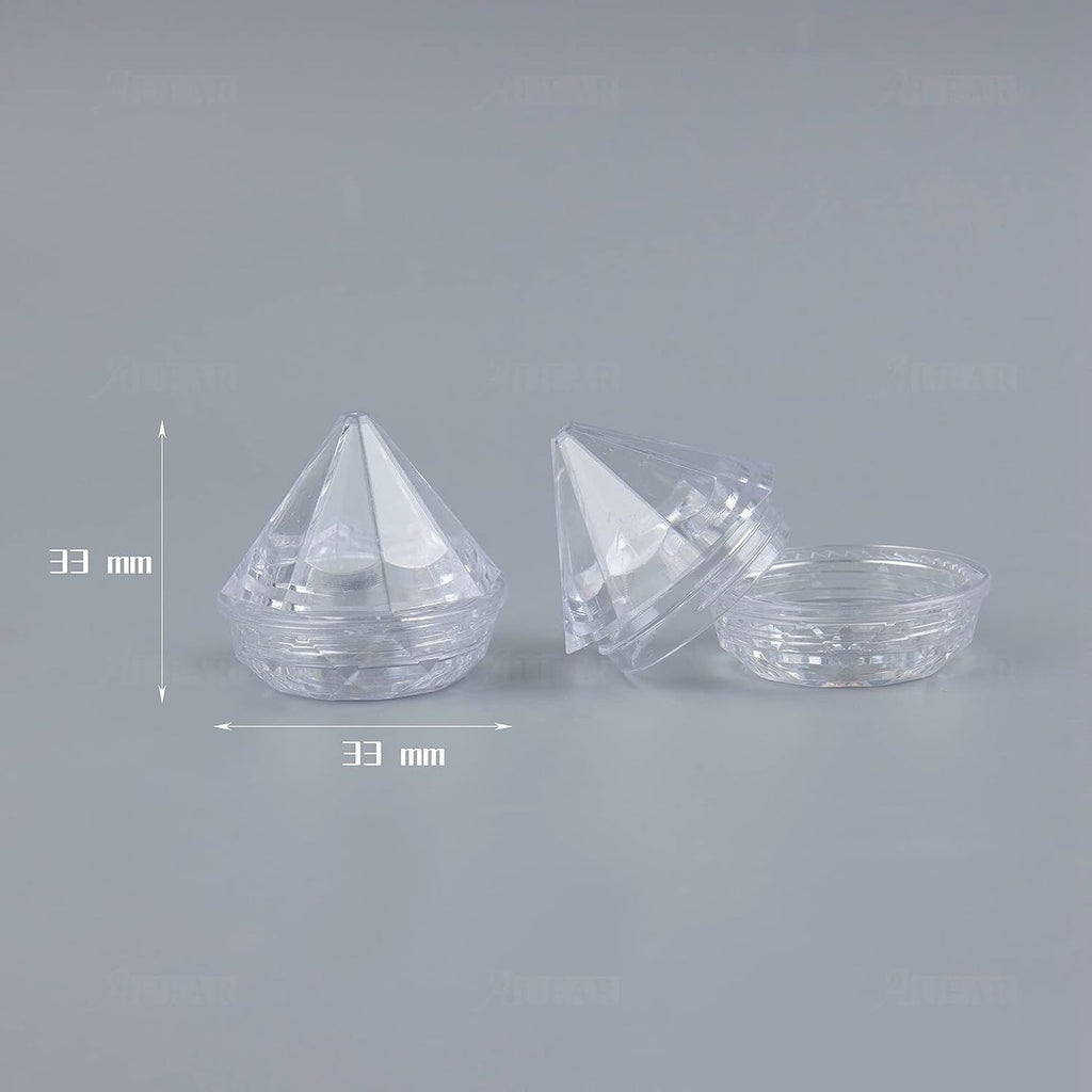 Diamond Shaped 5g Empty Jars - 50 Pack Clear Plastic Containers for Lip Balm & Cosmetics