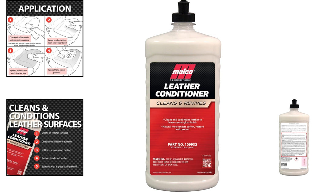 Leather Conditioner for Automotive Interiors 32 Oz UV Protection - Restores & Protects